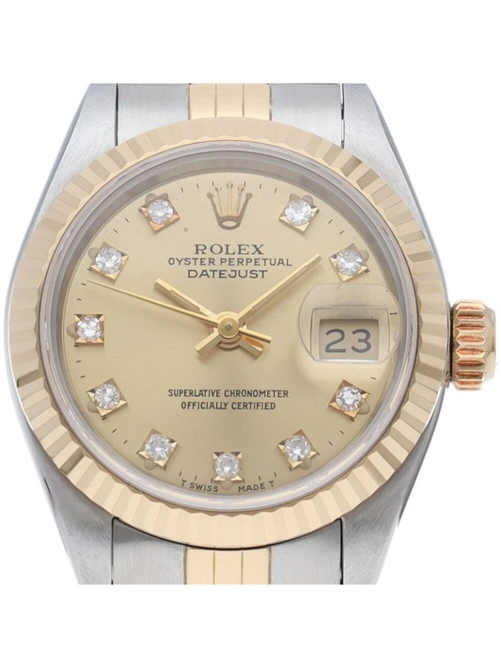 Rolex Datejust Watch Diamond 18k Yellow Gold SS Champagne